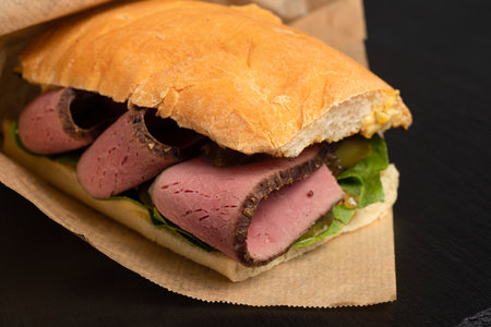 Sandwich, sandwich different views on a black background, side viewの写真素材