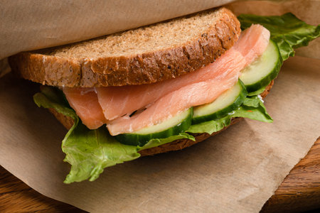 Sandwich, sandwiches with different fillings on a black backgroundの写真素材