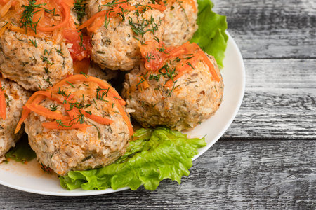 Cutlets, homemade cutlets on a wooden white background
