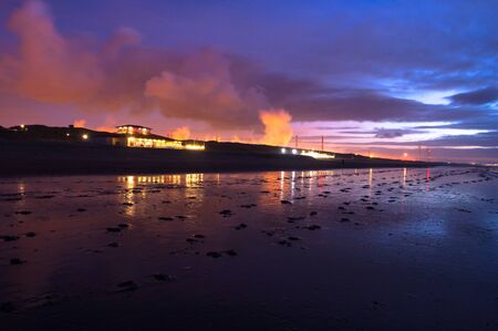 Wijk aan zee Pavilion with colorful steam cloudsの写真素材