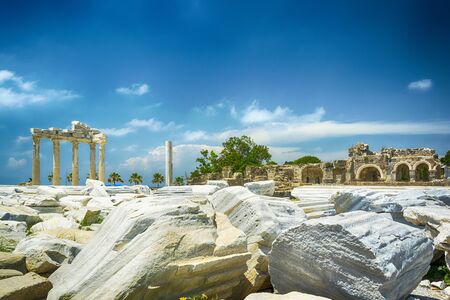 view of ruins the ancient greek tample of Apollon in Sideの写真素材