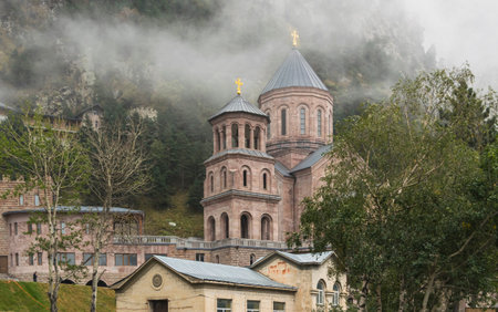 view of the Holy Archangel Monastery complex on georgia russia border. it is one of the largest...