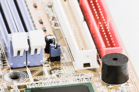 Integrated semiconductor microchip microprocessor on circuit board representative of the high tech...