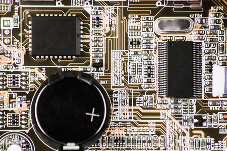 chip on a circuit board computer macroの写真素材