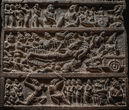 architectural complex in Pattadakal of the 8th century, the climax in the development of the Hindu...