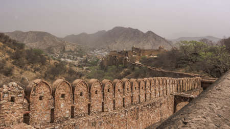 Amber fortified residence of Rajah Man Singh I in the northern suburb of the same name Jaipurの写真素材