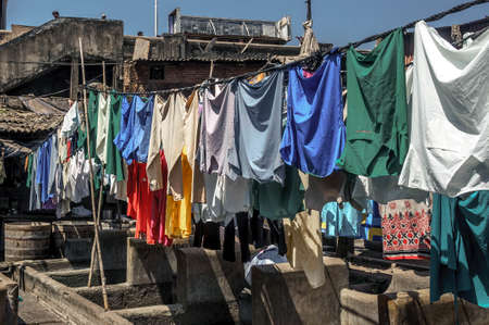 Dhobi Ghat, the world's largest open-air laundry facility located in the heart of Mumbai, India's financial capitalの写真素材