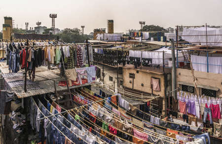 Dhobi Ghat open-air laundry in Mumbai, Indiaのeditorial素材