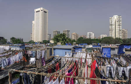 Dhobi Ghat open-air laundry in Mumbai, Indiaのeditorial素材