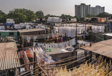 Dhobi Ghat open-air laundry in Mumbai, Indiaのeditorial素材