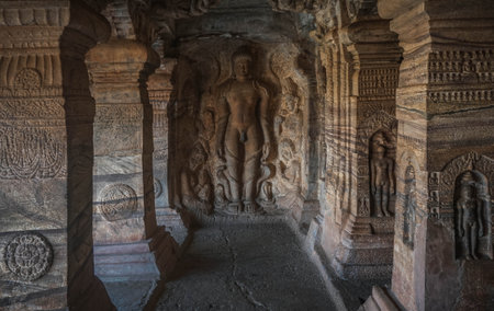 the Badami temple complex of Hindu, Jain, and supposedly Buddhist cave temples located near the small town of Badami in northern Karnatakaのeditorial素材