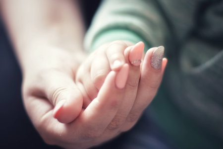 hand of mother and childの写真素材