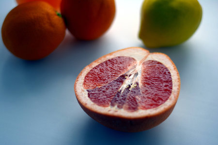 juicy fruit and red grapefruitの写真素材