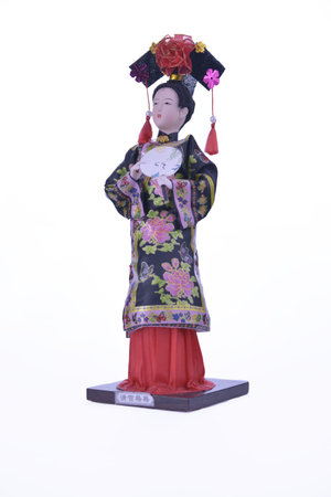 Japanese geisha doll-over isolated on white background.の写真素材