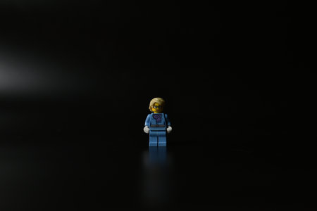 St. Petersburg, Russian Federation - 12.01.2023. One minifigure on a black backgroundのeditorial素材