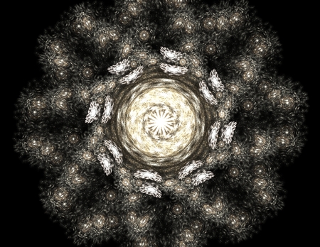 Abstract design of white powder cloud against dark backgroundの写真素材