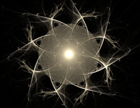 Elementary Particles series. Interplay of abstract fractal forms on the subject of nuclear physics science and graphic design.の写真素材