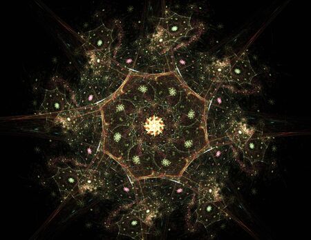 Lacy colorful clockwork pattern, digital fractal art designの写真素材