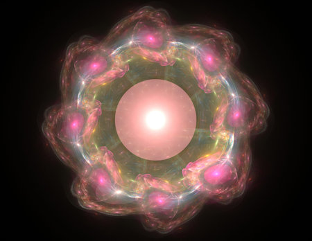 Shiny colorful fractal space, digital artwork for creative graphic design