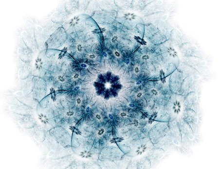 Interplay of abstract fractal forms on the subject of nuclear physics science and graphic design.