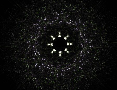 Lacy colorful clockwork pattern. Digital fractal art design. Abstract design of sacred symbols signs geometry. Designs of astrology alchemy magic. Geometric Spiral. Abstract Colorful Fractal Texture.の写真素材