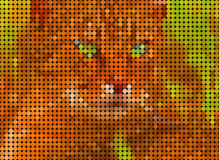 Portrait cat composed of colored circle in natureのイラスト素材