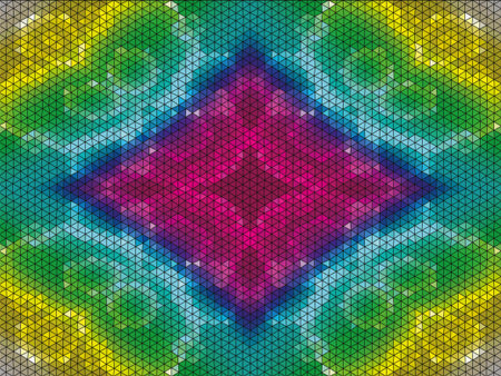 Kaleidoscopic low poly circle style mosaic background