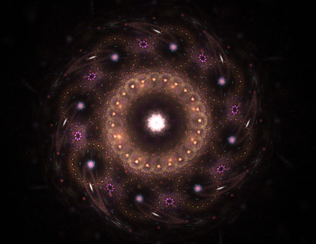Visually attractive backdrop made of conceptual grids curves and fractal elements
