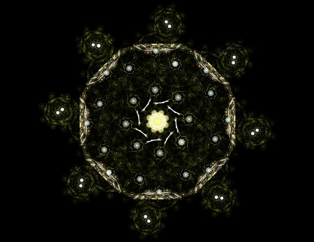 Visually attractive backdrop made of conceptual grids curves and fractal elements