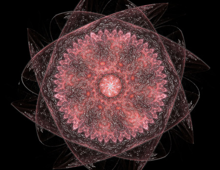 Particles of abstract fractal forms on the subject of nuclear physics science and graphic design. Geometry sacred futuristic quantum digital hologram texture in development wave surreal design.の写真素材