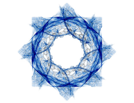 Particles of abstract fractal forms on the subject of nuclear physics science and graphic design. Geometry sacred futuristic quantum digital hologram texture in development wave surreal design.の写真素材