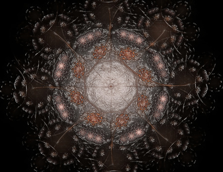 Lacy colorful clockwork pattern. Digital fractal art design.の写真素材