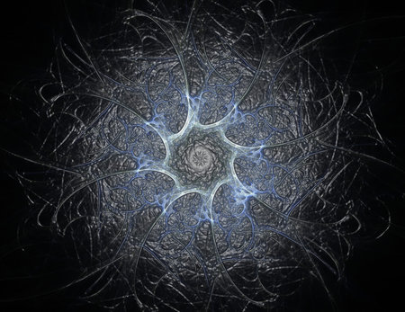 Lacy colorful clockwork pattern. Digital fractal art design.