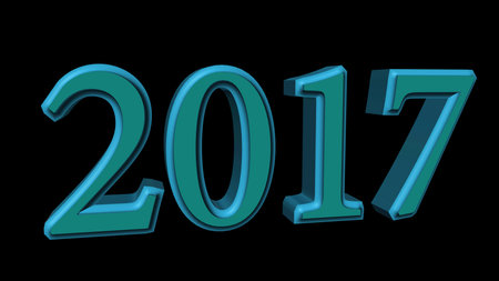 3D rendering 2017 new year eve illustration on black background