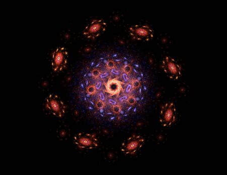 Particles of abstract fractal forms on the subject of nuclear physicsの写真素材