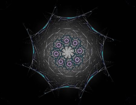 Particles of abstract fractal forms on the subject of nuclear physicsの写真素材