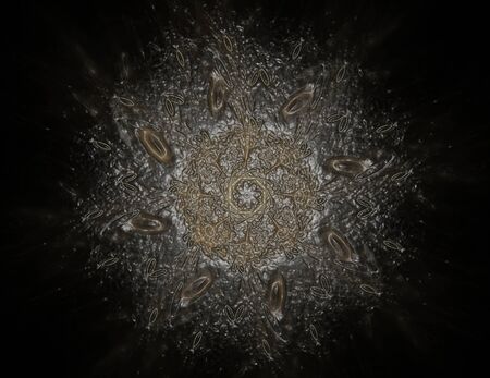 Particles of abstract fractal forms on the subject of nuclear physicsの写真素材