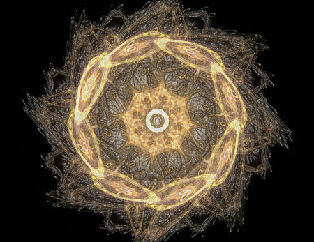 Abstract fractal color background with crossing circles and oval. Motion illustration.