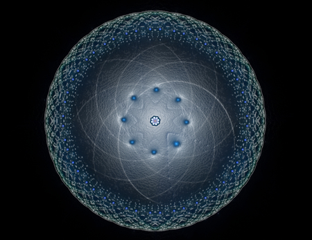 Geometry of Space series. Visually attractive backdrop made of conceptual grids curves and fractal elements suitable as element for layouts on physics mathematics technology science and education.の写真素材