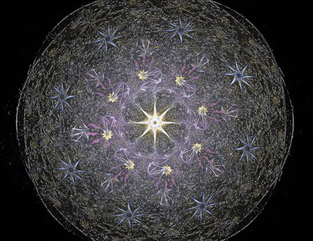 Geometry of Space series. Visually attractive backdrop made of conceptual grids curves and fractal...