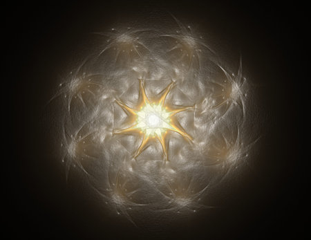 Lacy colorful clockwork pattern. Digital fractal art design. Abstract design of sacred symbols signs...