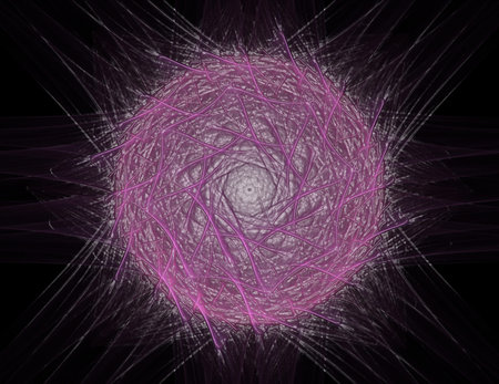 Particles of abstract fractal forms on the subject of nuclear physics science and graphic design....