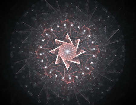 Abstract fractal red background with crossing circles and ovals. disco lights. Motion illustration.の写真素材