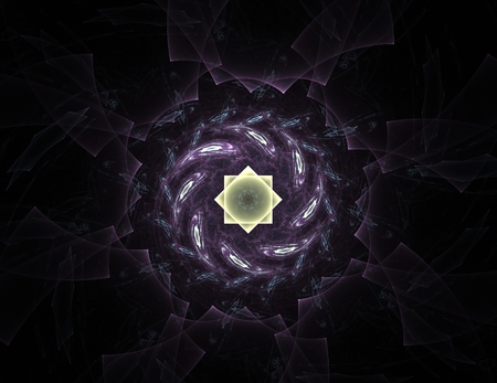 Particles of abstract fractal forms on the subject of nuclear physics science and graphic design. Geometry sacred futuristic quantum digital hologram texture in development wave surreal design.の写真素材