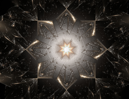 Particles of abstract fractal forms on the subject of nuclear physicsの写真素材