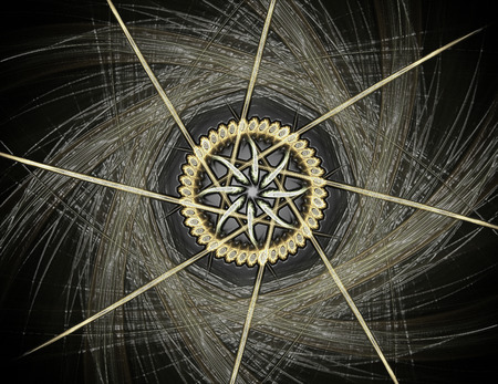 Geometry of Space series. Visually attractive backdrop made of conceptual grids curves and fractal elements suitable as element for layouts on physics mathematics technology science and education.の写真素材