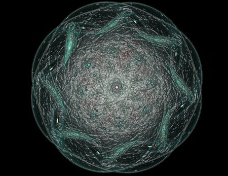 Geometry of Space series. Visually attractive backdrop made of conceptual grids curves and fractal...