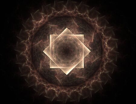 Particles of abstract fractal forms on the subject of nuclear physics science and graphic design. Geometry sacred futuristic quantum digital hologram texture in development wave surreal design.の写真素材