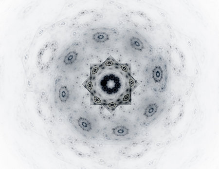 Particles of abstract fractal forms on the subject of nuclear physicsの写真素材