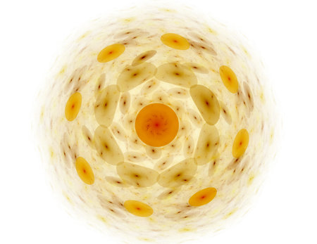 Abstract fractal red background with crossing circles and ovals. Disco lights. Motion illustration.